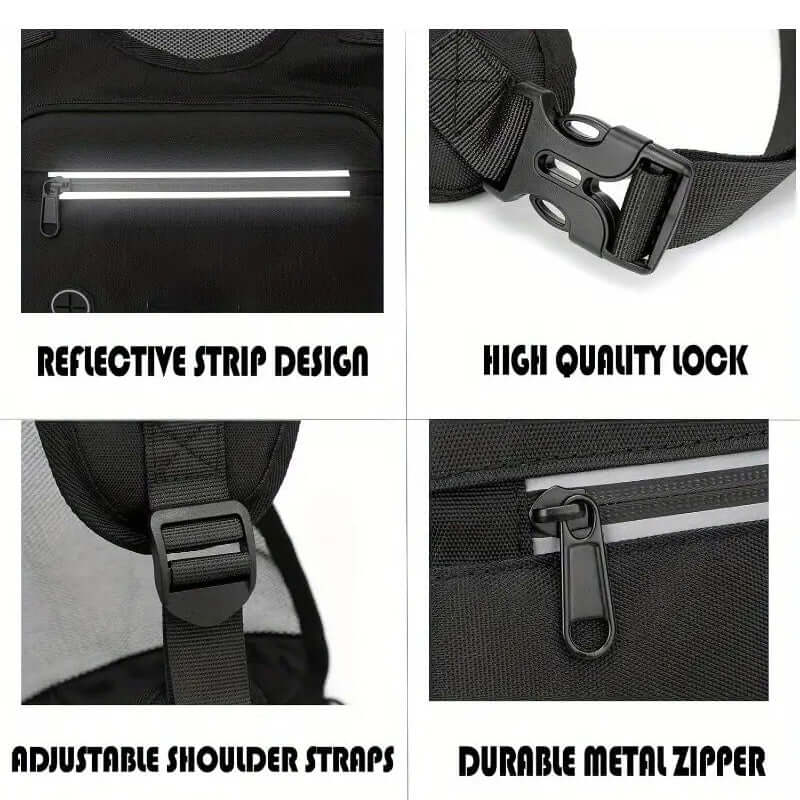 Adjustable reflective chest bag vest with breathable mesh for running and cycling