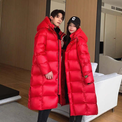 Goose Down Black Gold Down Jacket Thickened Long Section Over The Knee Astrazona