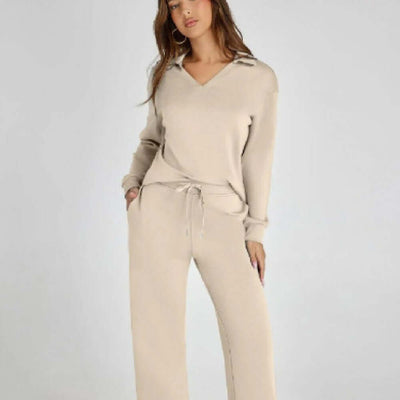Women's Fashion Casual Drawstring Solid Color Suit eprolo