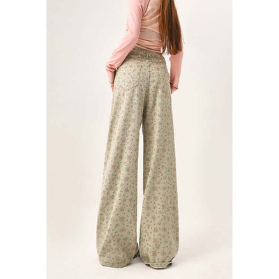 Mint Mambo Green Floral Jeans For Women eprolo