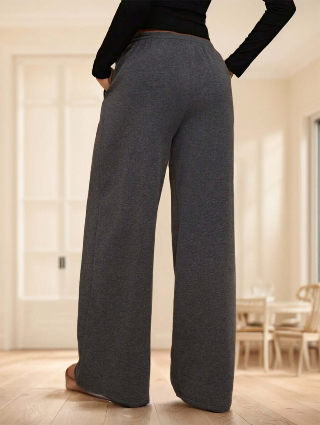Forever 21 Autumn Winter New Thermal Lined Thick Casual Versatile High Waist Elastic Waist Loose Wide Leg Sweatpants eprolo