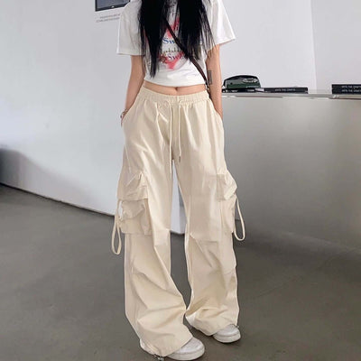 Straight Wide-leg Pants With Large Pockets Casual Working Pants eprolo