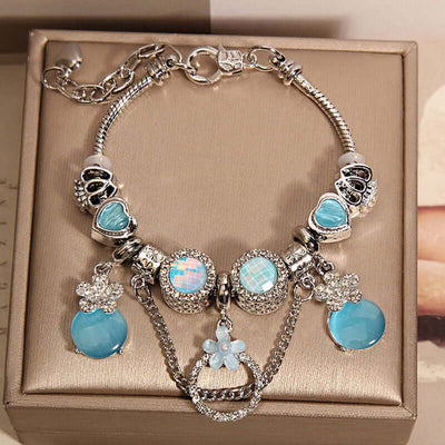 Women's Mori Style Pink Cat's Eye Cute Flowers Pendant Bracelet eprolo