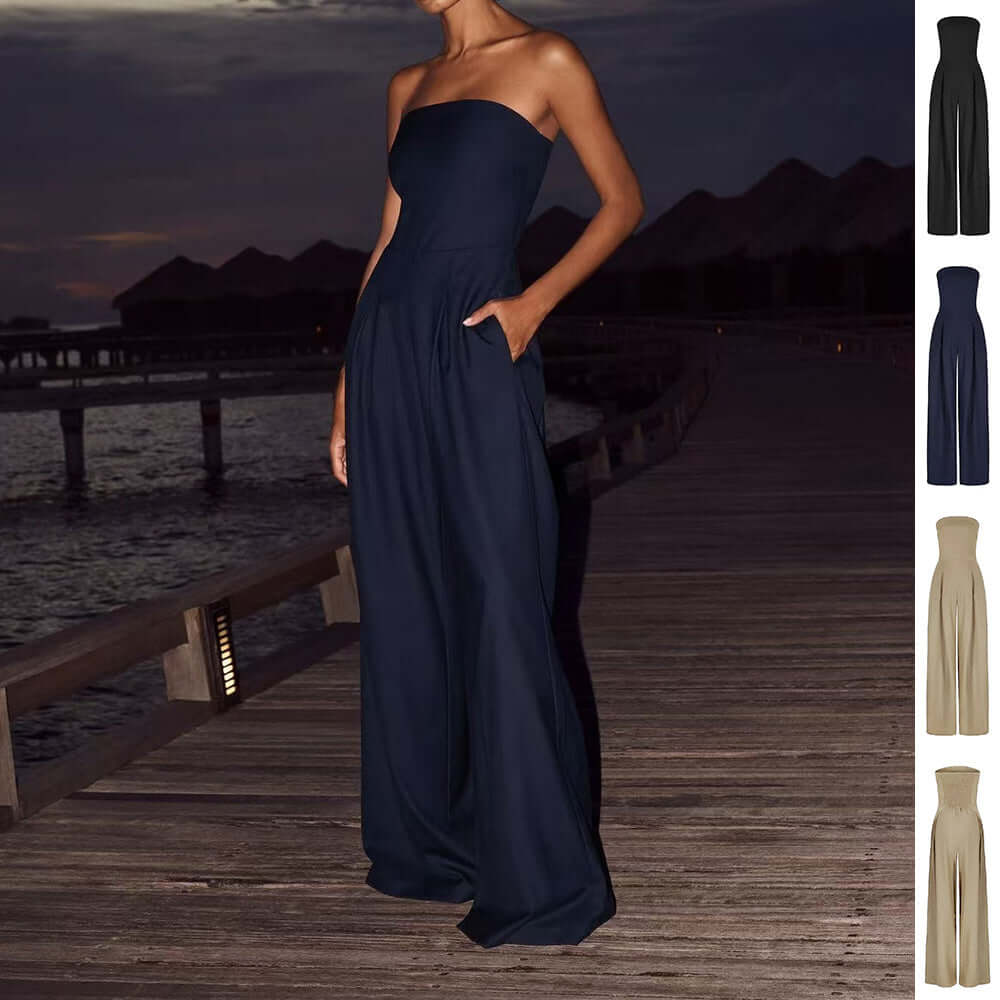 Loose Tube-top Jumpsuit Ins Fashion Backless Wide Leg Long Pants Overalls Women's Clothing eprolo