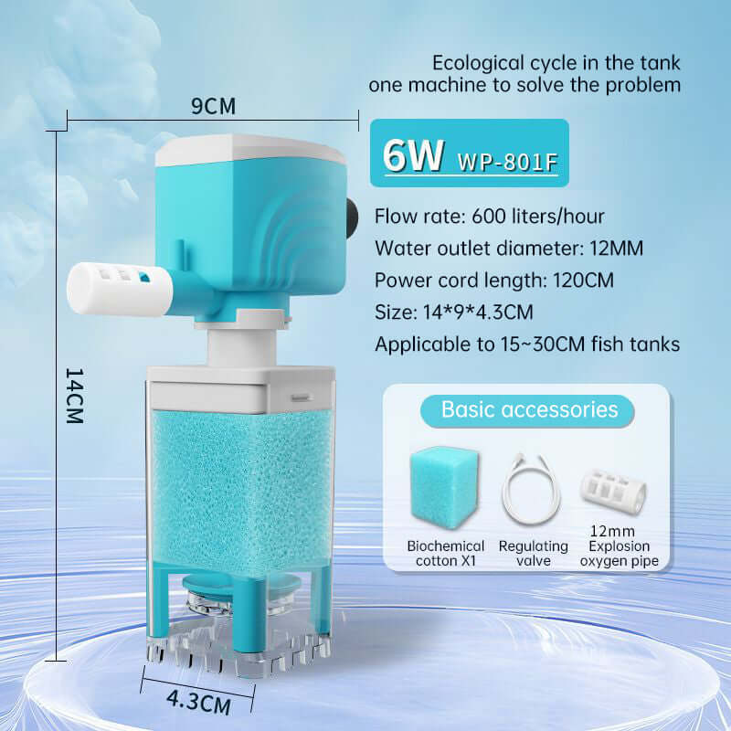 Multifunctional Aquarium Sponge Filter: Water Purifier, Pump, Wave Maker, with Suction Cup & Air Pump eprolo