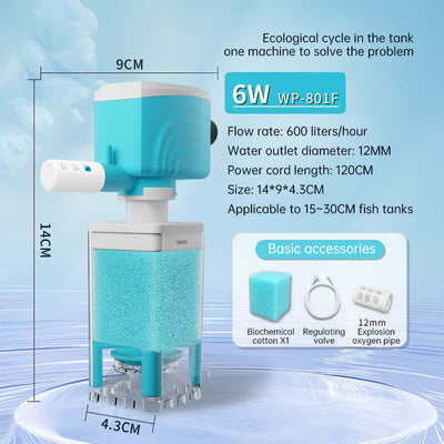 Multifunctional Aquarium Sponge Filter: Water Purifier, Pump, Wave Maker, with Suction Cup & Air Pump eprolo