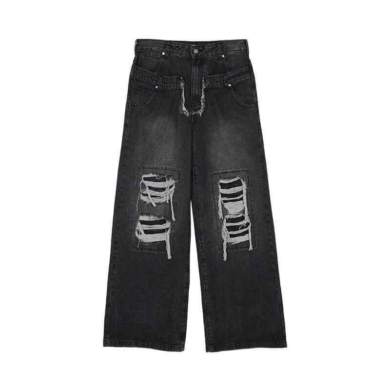 Loose Straight Hole Wide Leg Trousers Casual Floor Trousers eprolo