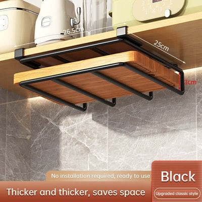 Under - Cupboard Hanging Organizer: Hooks for Paper Towels, Rags, Plus Shelf for Cutting Boards & Pot Covers eprolo