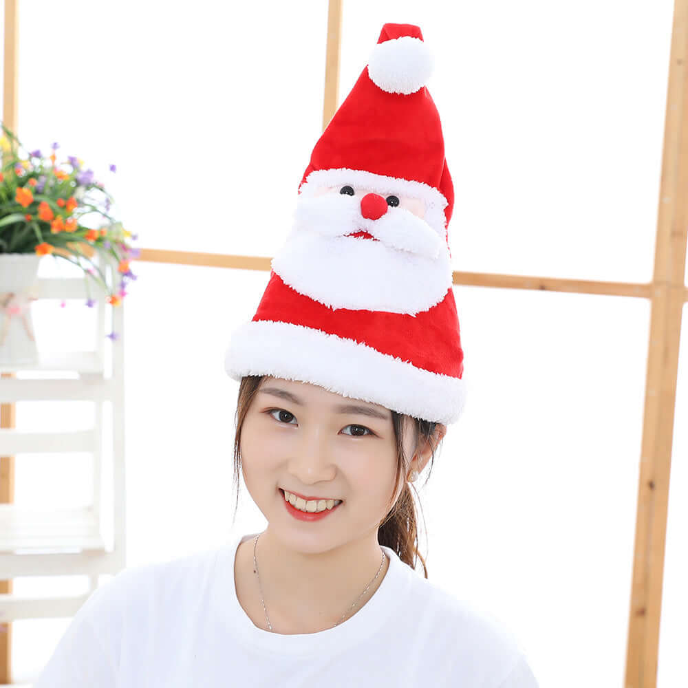Soft Kawaii plush toy electric light-emitting movable Christmas Hat Plush Toy hat as a Christmas gift for children eprolo