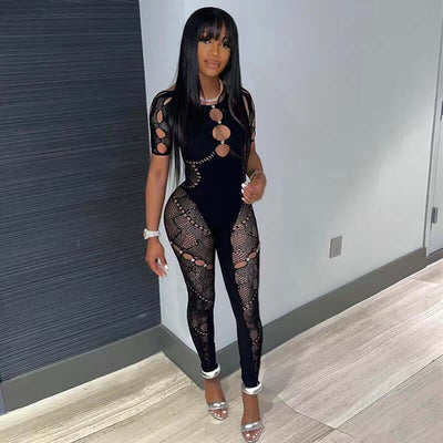 Slim High Waist Lace Jumpsuit eprolo