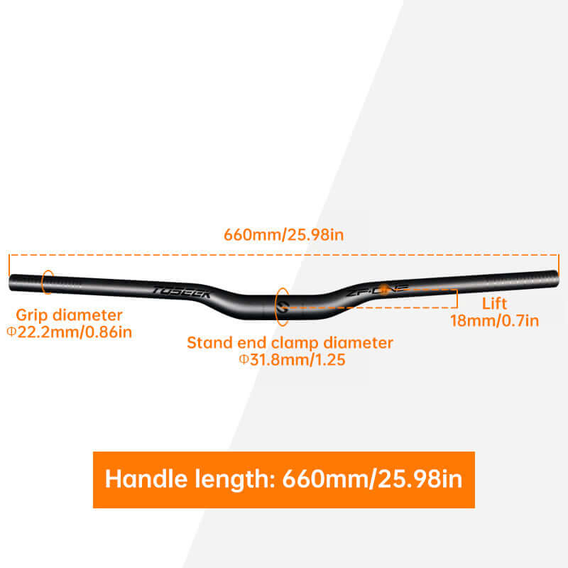 TOSEEK Carbon Fiber MTB Handlebar, 31.8mm, One-piece, Swallow-shaped - Ideal for Mountain Bikes eprolo