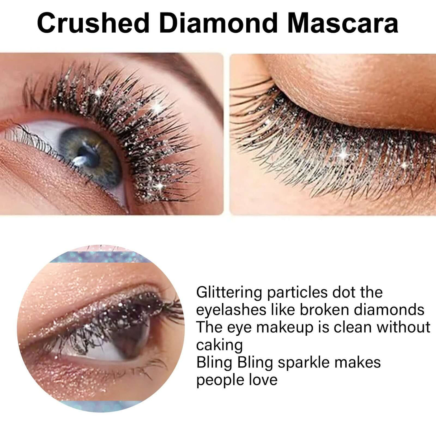 Crushed Diamond Mascara, Set Primer Instant Dry Film Flash Tear Eye Non-Smell-Free Mascara eprolo