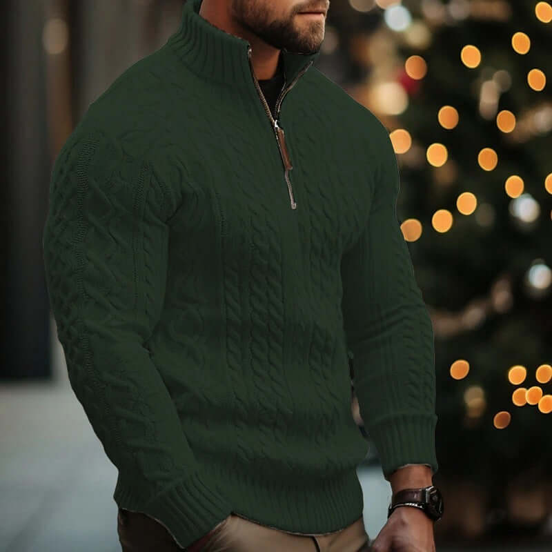 Men's Knitwear Half Zipper Coat Solid Color Twisted Thickened Sweater eprolo