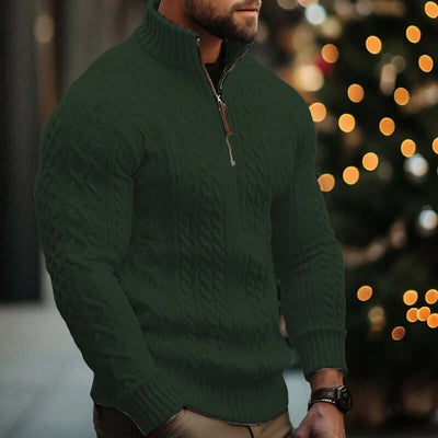 Men's Knitwear Half Zipper Coat Solid Color Twisted Thickened Sweater eprolo