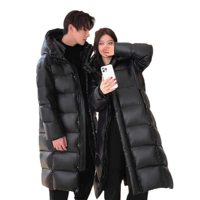 Goose Down Black Gold Down Jacket Thickened Long Section Over The Knee Astrazona