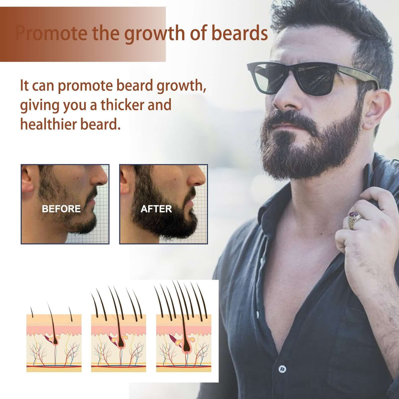 Beard Oil, Men's Beard Care Gloss Smooth Root Care Moisturizing Essence Oil eprolo