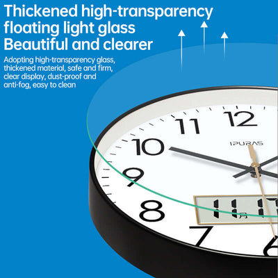 2025 New 10/12/14 - inch Electronic Calendar Wall Clock. Monitors temp & humidity. Dual - display. Mute. Quartz movement. eprolo