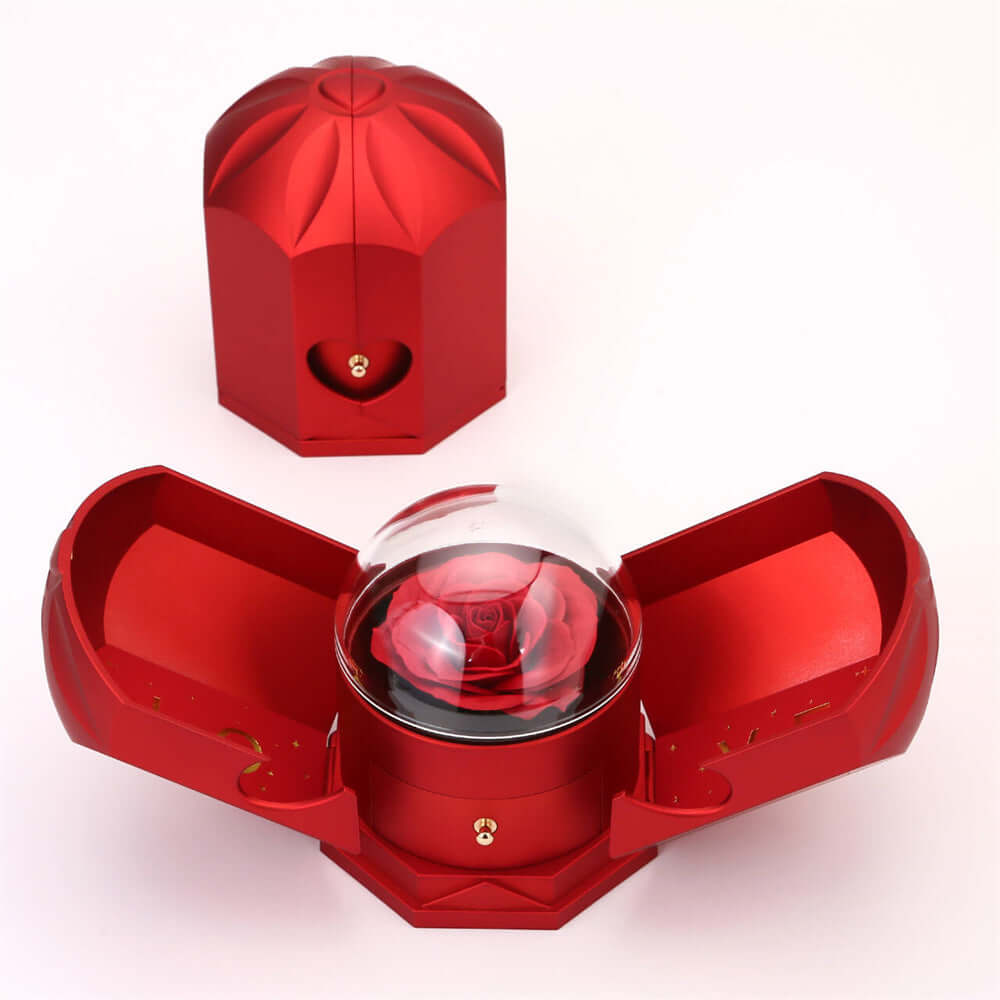 Double open rose gift box drawer style rose jewelry box angel wings Chinese Valentine's Day necklace gift box eprolo