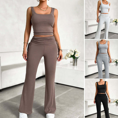 Casual Solid Color Slim Fit Vest Pants Suit eprolo