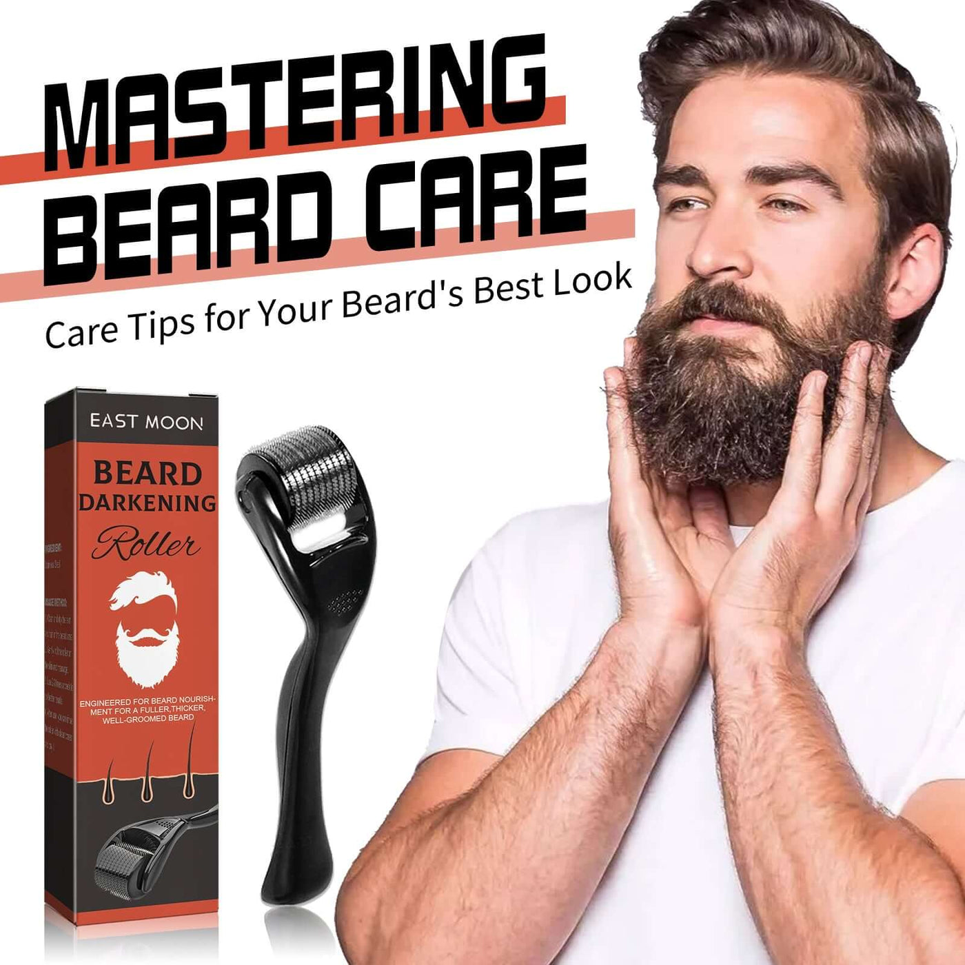 Beard Bushy Roller, Strong Root Moistens Soft Light For Men Nourishing Bushy Growing Beard Comb eprolo