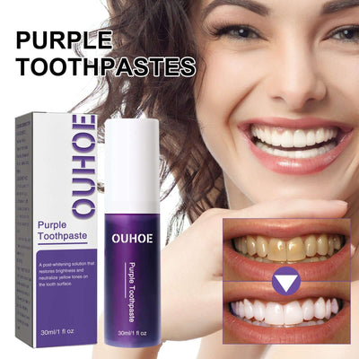 Purple Whitening Toothpaste, Clean Stains Gums Care Breath Fresh White Toothpaste eprolo