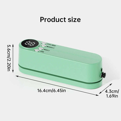 Beige cordless 3 - in - 1 food sealer. For dry/moist food, 4 bags. Seals chip bags, inflates items. eprolo