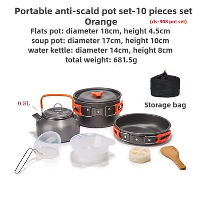 1-3 Person Camping Cookware Set: Light, Portable Pot & Pan in Carrying Bag, Ideal for Outdoor Trips eprolo