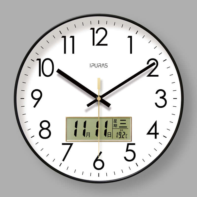 2025 New 10/12/14 - inch Electronic Calendar Wall Clock. Monitors temp & humidity. Dual - display. Mute. Quartz movement. eprolo