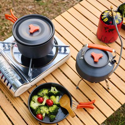 1-3 Person Camping Cookware Set: Light, Portable Pot & Pan in Carrying Bag, Ideal for Outdoor Trips eprolo