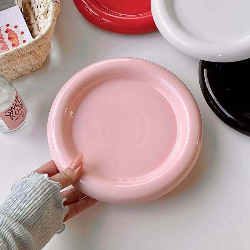 Ins - style Round Ceramic Food Plates. Thick - edged, creative Nordic tableware. Ideal for dessert, steak, pasta. eprolo