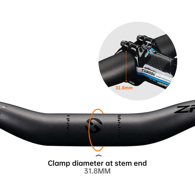 TOSEEK Carbon Fiber MTB Handlebar, 31.8mm, One-piece, Swallow-shaped - Ideal for Mountain Bikes eprolo