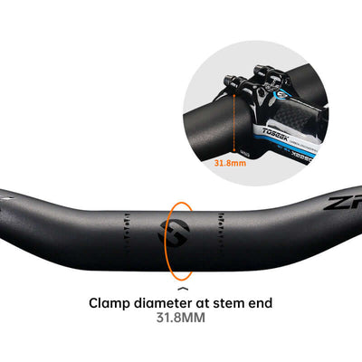 TOSEEK Carbon Fiber MTB Handlebar, 31.8mm, One-piece, Swallow-shaped - Ideal for Mountain Bikes eprolo