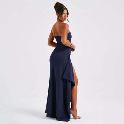 Strapless Split Long Dress Summer Fashion Pleated Bridesmaid Dress For Womens Party Wedding Clothing eprolo