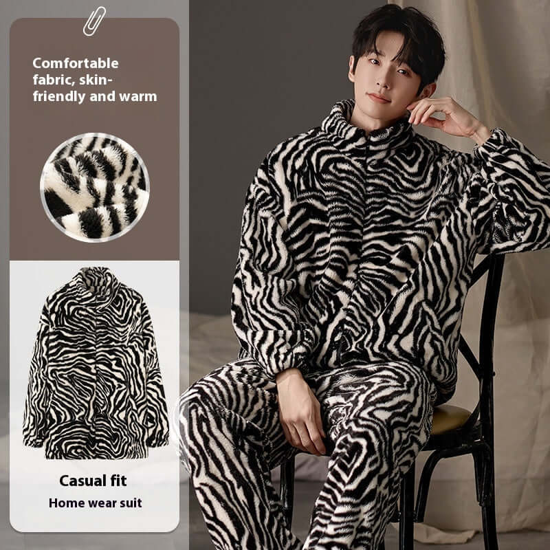 Men's Pajamas Plus Size Long Sleeve Warm Loungewear Suit eprolo