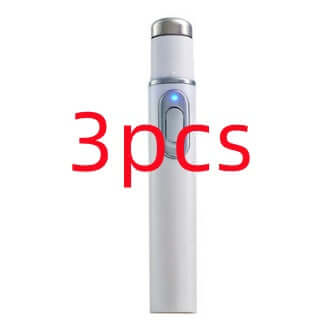Blue light therapy acne laser pen for skin care, effective treatment for scars and wrinkles, includes 3 pieces.