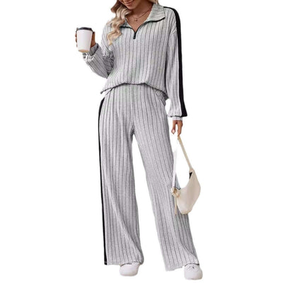 Large Size Casual Suit Women's Sweater Wide Leg Pants Two-piece Set eprolo