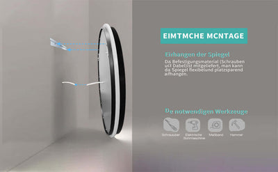 Bathroom Mirror Black Twin Star Dual Light Strip Circular 60cm eprolo