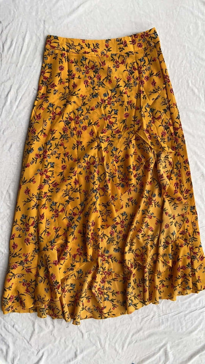 Printed Ruffled Side Slit Skirt eprolo