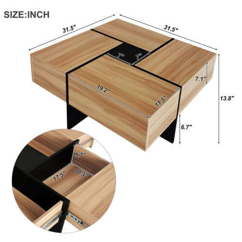 Unique Design Coffee Table With 4 Hidden Storage Compartments eprolo