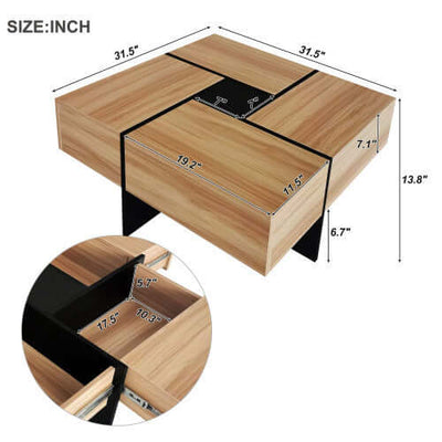 Unique Design Coffee Table With 4 Hidden Storage Compartments eprolo