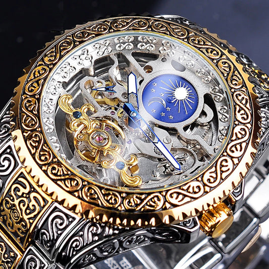 Forsining Skeleton Carved Tourbillon Mechanical Watches Luxury Men's Wristwatch eprolo