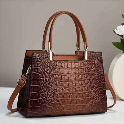 Women's Fashion Casual Crocodile Pattern Large Capacity Handbag eprolo