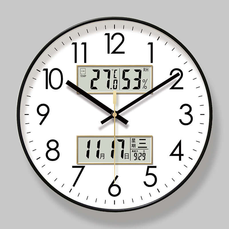 2025 New 10/12/14 - inch Electronic Calendar Wall Clock. Monitors temp & humidity. Dual - display. Mute. Quartz movement. eprolo