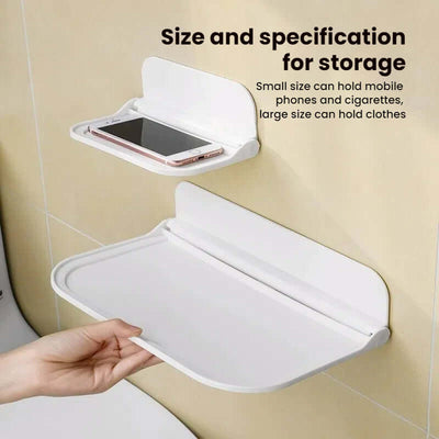 New Foldable Punch - Free Wall - mounted Plastic Floating Shelf for Bathroom and Toilet, Ideal for Towel and Clothes Storage eprolo