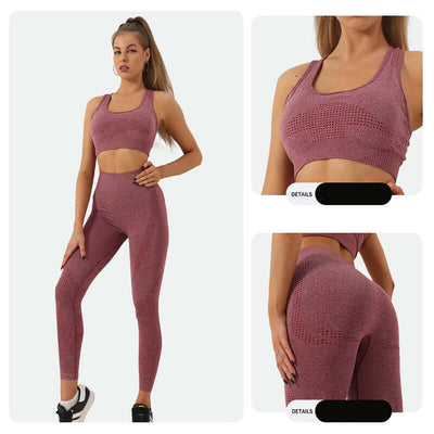 2PCS Seamless Yoga Set Women Tracksuit High Waist Leggings Workout Sportswear Gym Clothing Fitness Crop Top Sports Suits Gym Set eprolo