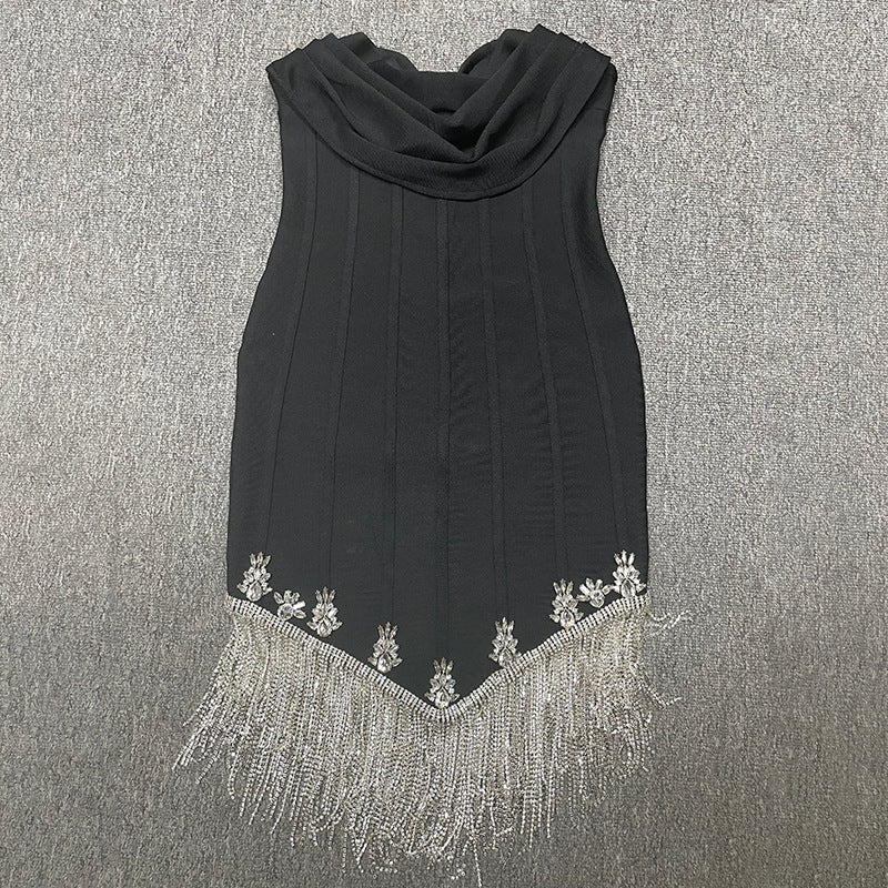 Tassel Tube Top Pile Collar Temperament Bandage Women's Clothing Dress eprolo