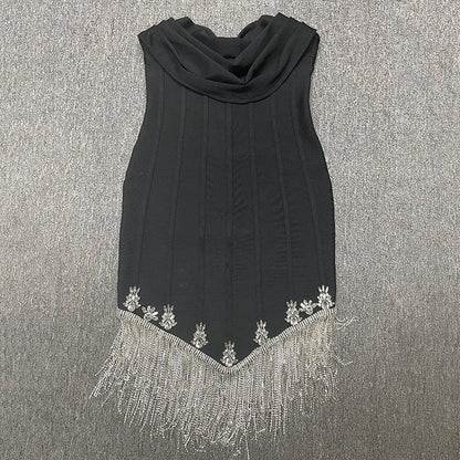 Tassel Tube Top Pile Collar Temperament Bandage Women's Clothing Dress eprolo