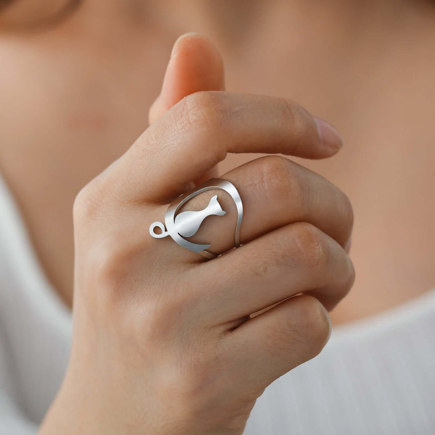 New Cartoon Cute Style Kitty Ring Stainless Steel Adjustable eprolo
