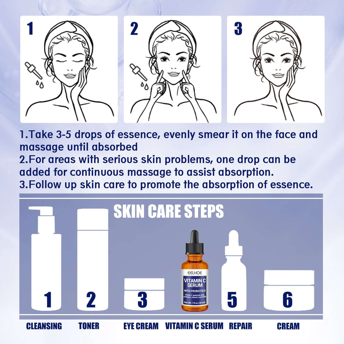 Anti-aging Vitamin C Facial Essence, Reduces Spots Acne Fine Lines, Moisturizes Facial Essence eprolo