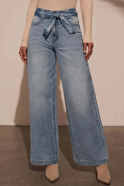 Tied Wide Leg Jeans with Pockets eprolo
